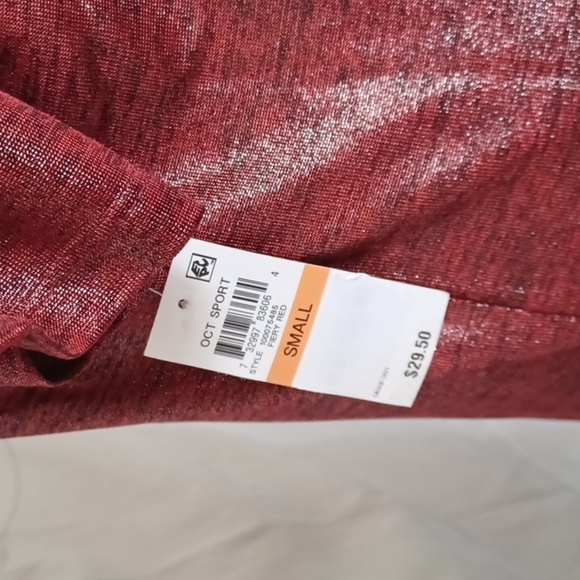 INC Interntional Concepts Men's Red Metallic Split Neck T-Shirt - Picture 5 of 5